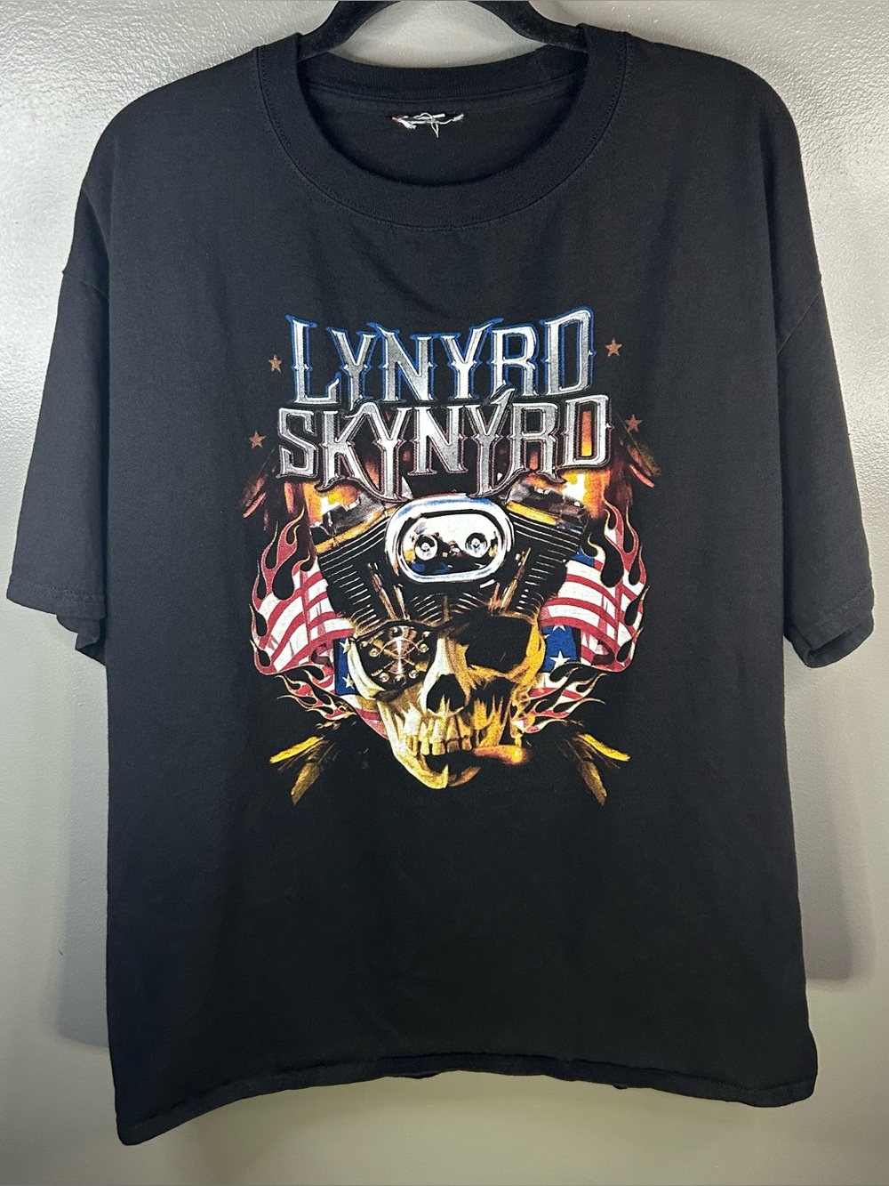 Lynyrd Skynyrd 2017 Tour Concert Skull Motorcycle Biker Black Shirt Size XL